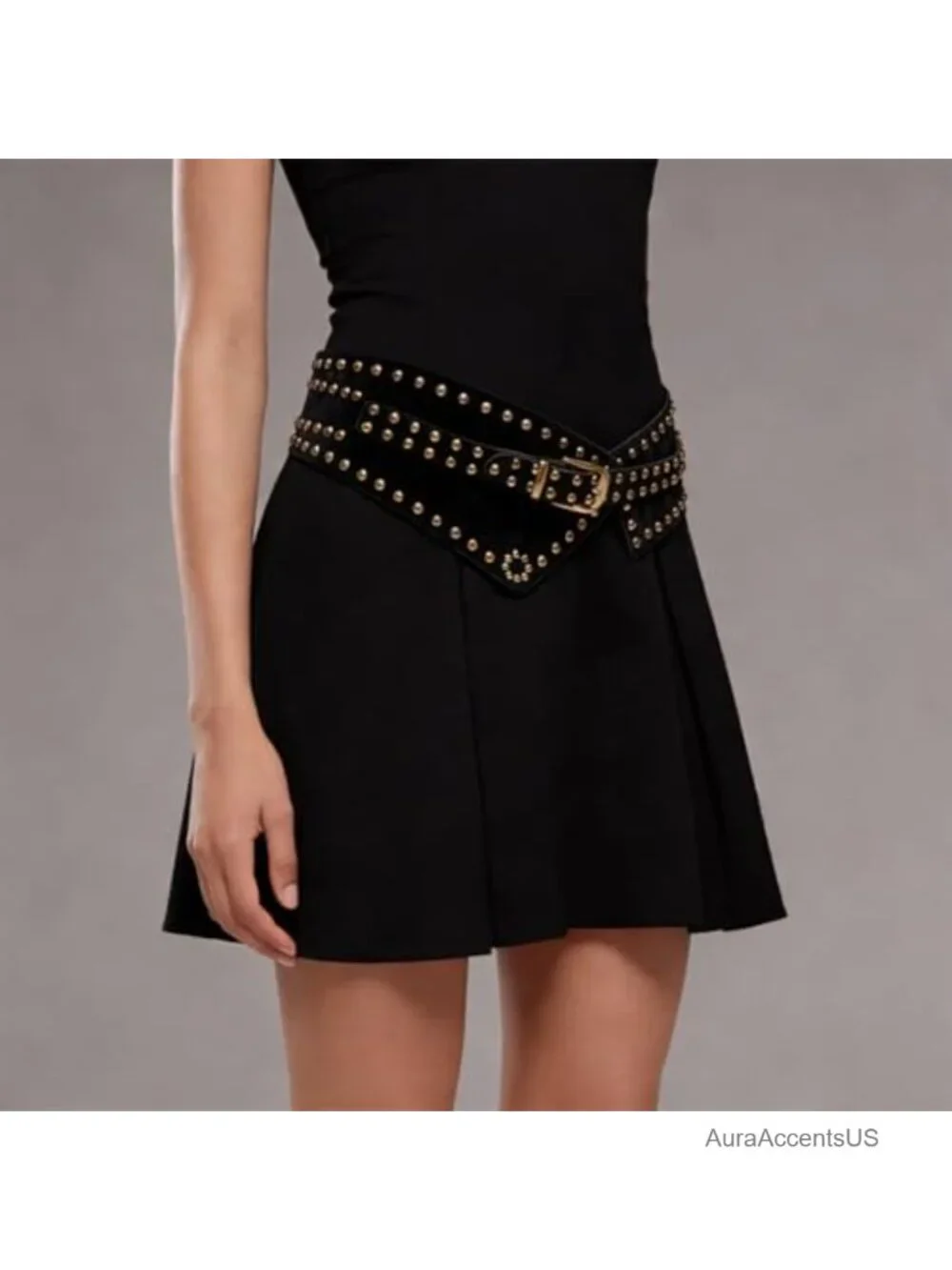 Wide Elastic Stretch Waist Belt Chunky Studded Belt for Dresses